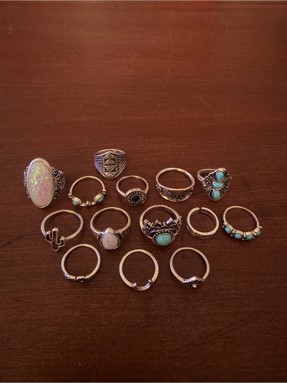 Boho Western Turquoise Country Concert Fashion Silver Rings Numerous Sizes NWOT